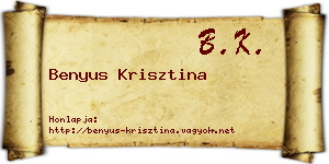 Benyus Krisztina névjegykártya
